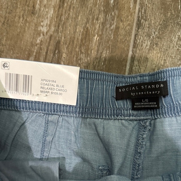 Women's Light Blue Wide Leg Cargo Pants - Picture 2 of 10